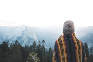Lady looking over mountains